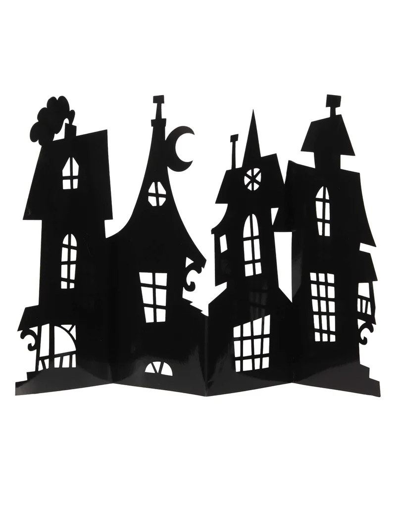 Spukhaus-Tischdekoration schwarz 60 x 38 cm aus Pappe