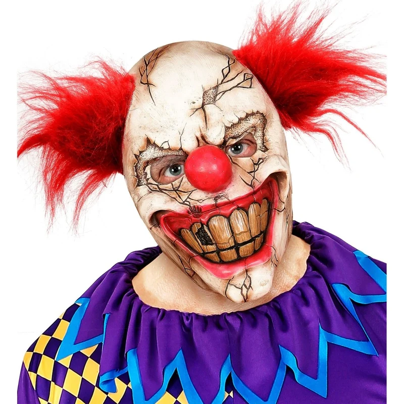 Halloween Maske Weißer Killer Clown mit Haaren