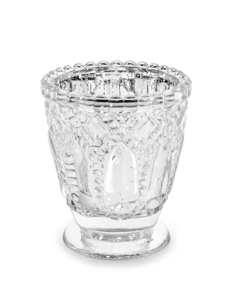 4 transparente Glas-Teelichthalter 8 cm für Weihnachten