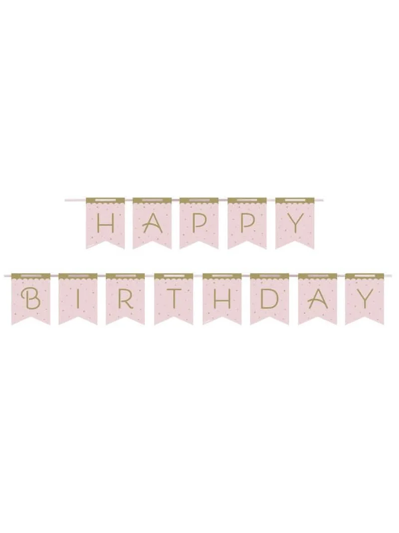 Kartonbanner Happy Birthday königlicher Schwan rosa 2,1 m gold
