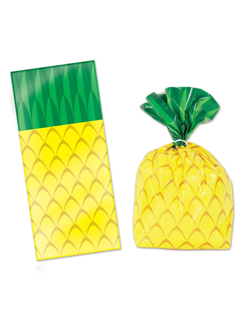 25 Ananas-Plastiktüten 10 x 22 x 5 cm für Süßigkeiten