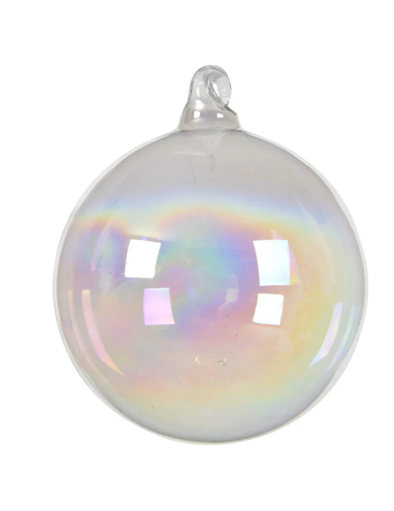 3 irisierende Glas Christbaumkugeln 8 cm