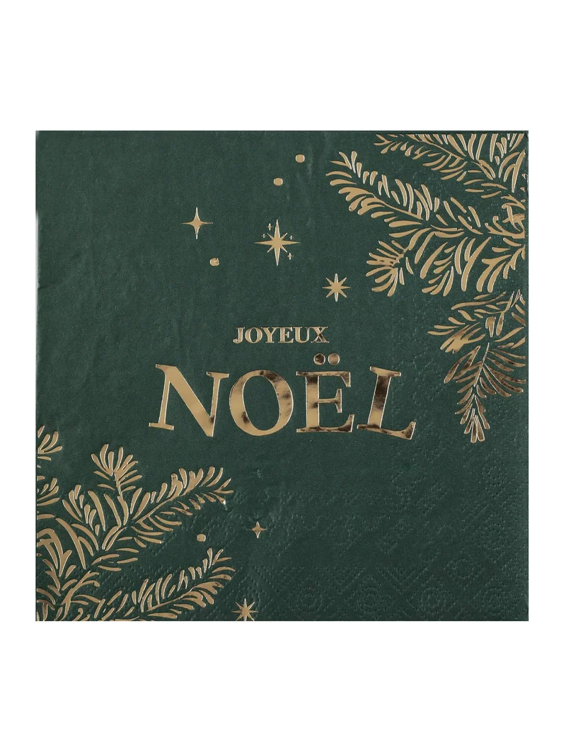 10 grüne und goldene Weihnachtsservietten aus Papier 33cm Frohe Weihnachten