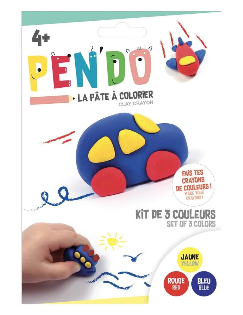 Pen'do Fahrzeug-Box Gelb Rot Blau, Knetmasse Stift