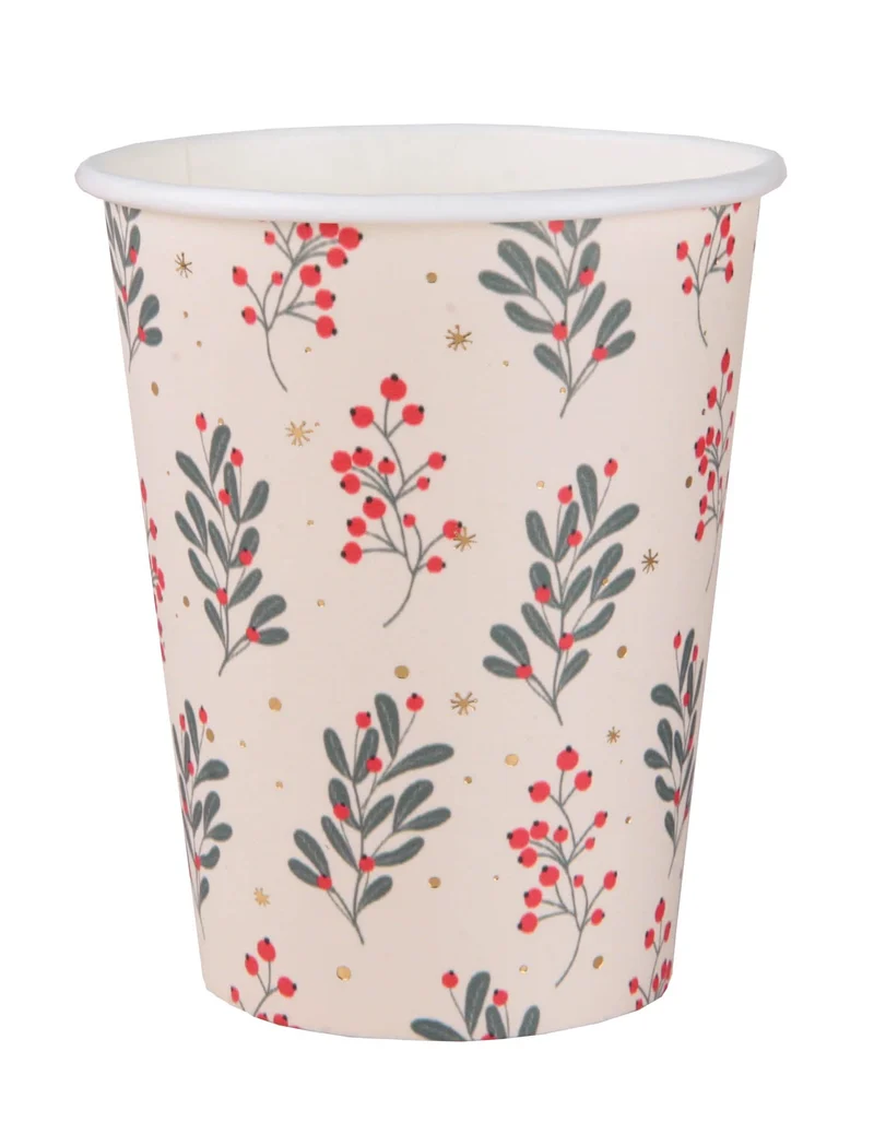 10 Weihnachtsholly-Becher 27 cl aus Karton