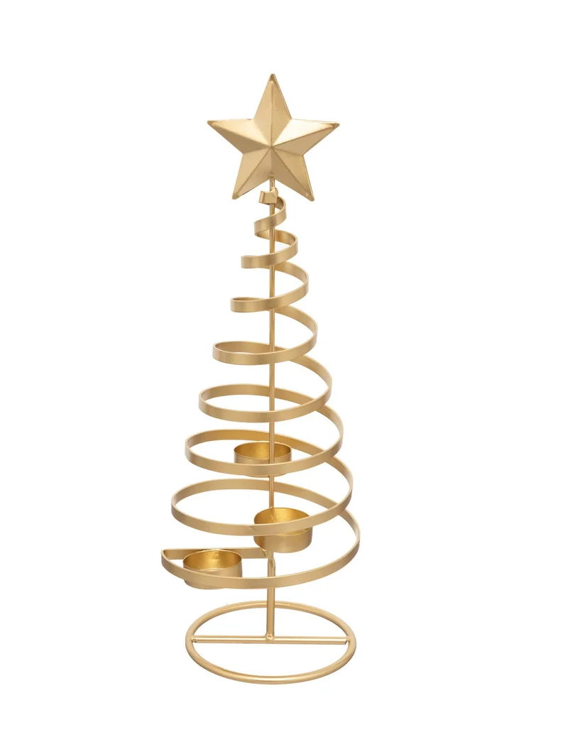 Teelichthalter Goldener Tannenbaum 40 cm aus Eisen