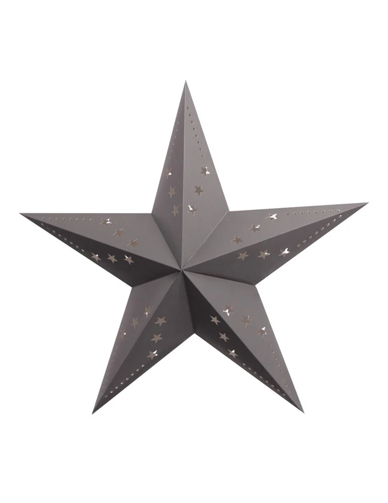 Graue Sternenlaterne aus Karton, 30 cm, zum Aufhängen