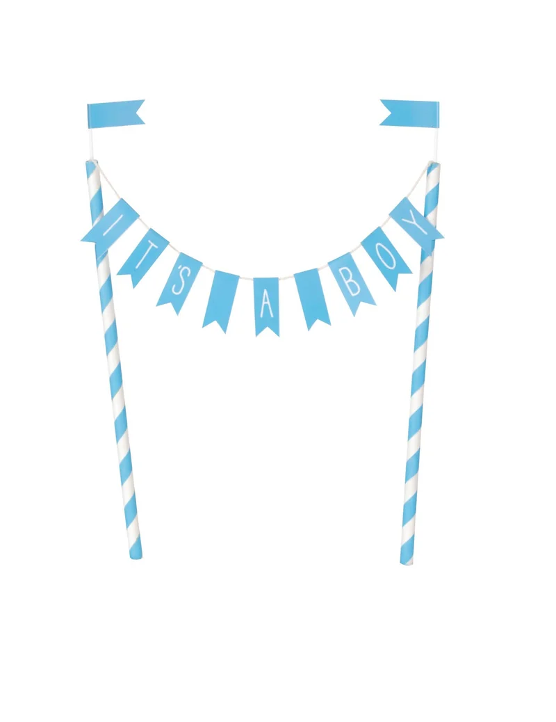 Tortenaufsatz "It's a Boy" blau 25 x 22,5 cm für Babyparty