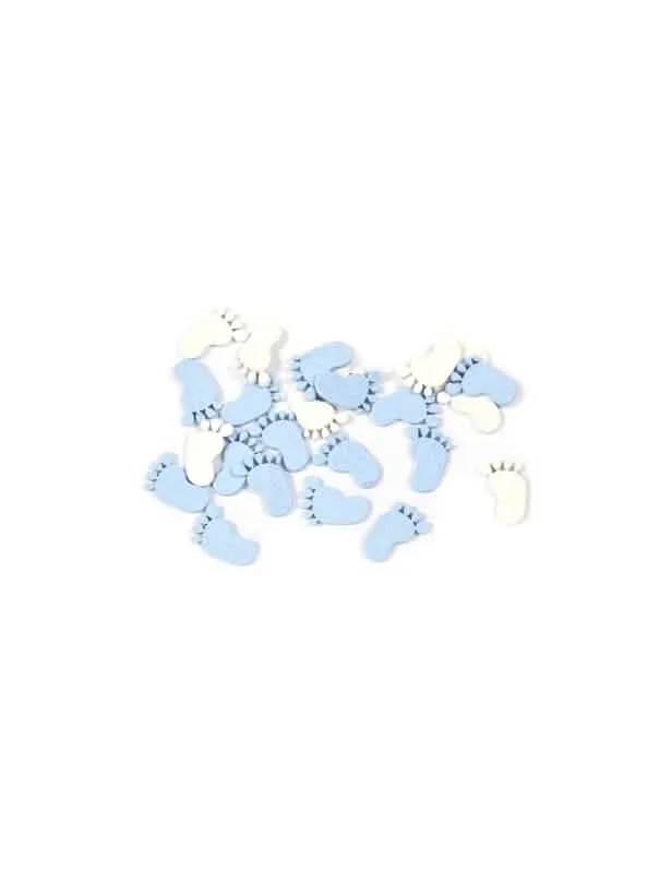 32 Blaue und weiße Babyfüße Tischkonfetti 10 g für Babyparty
