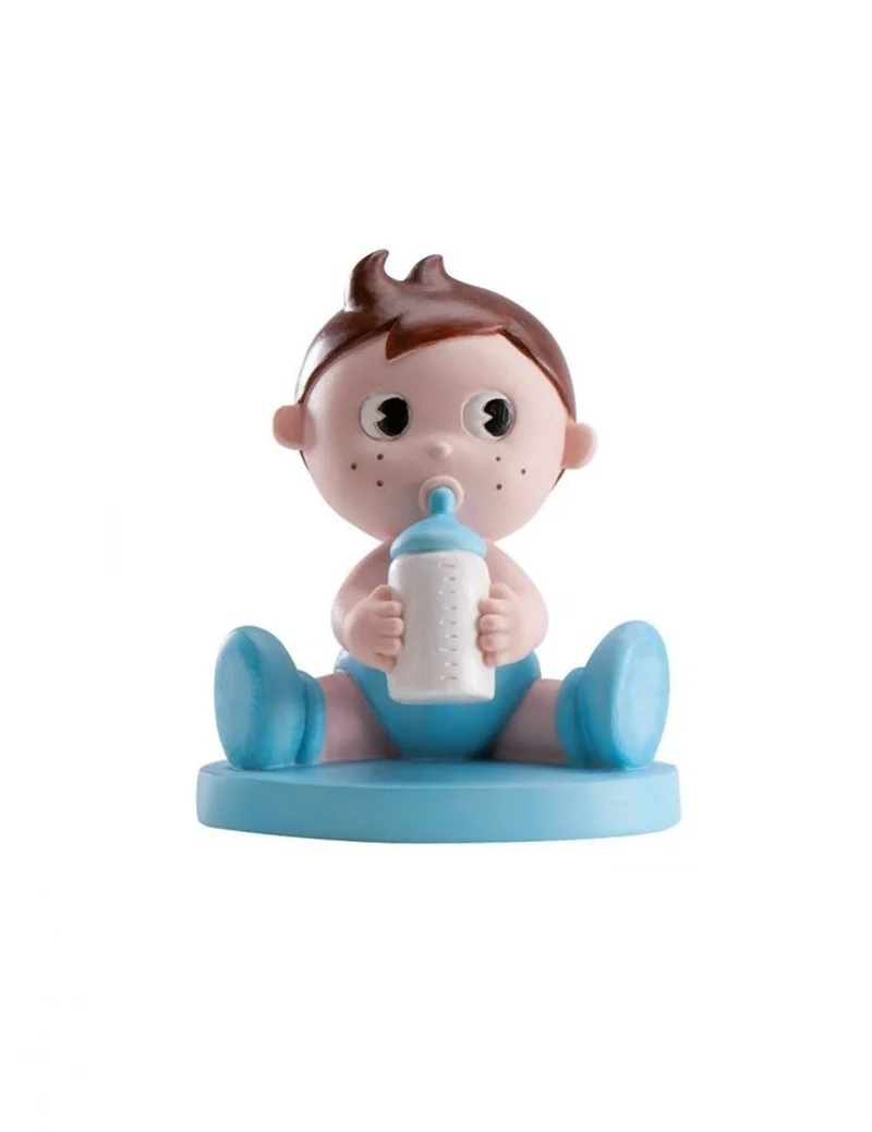 Harzfigur Junge mit Babyflasche 10 cm für Babyparty