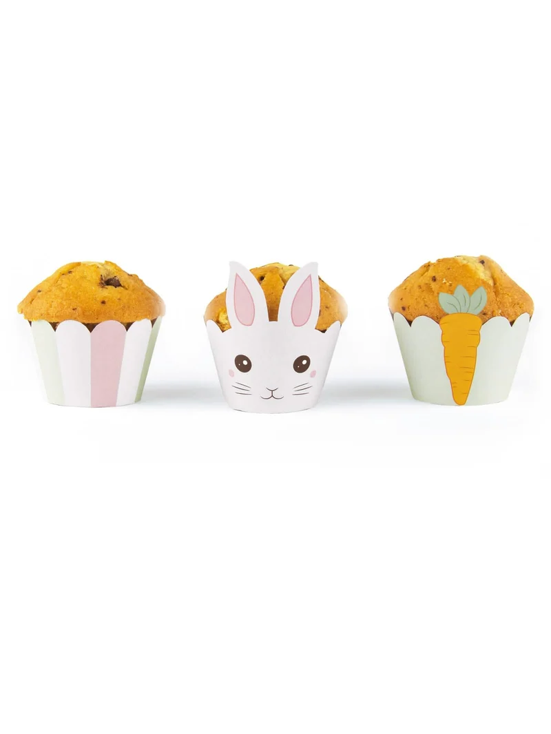 6 weiße Häschen-Cupcake-Förmchen für Ostern