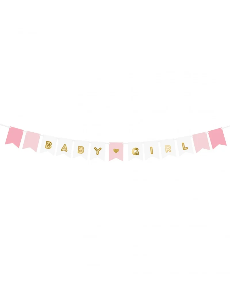 Girlande aus Pappe Baby Girl Rosa und Metallic 15 x 175 cm für Babyparty