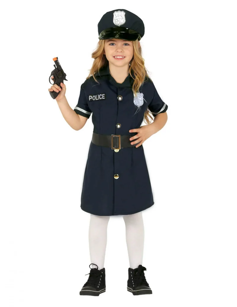 Polizistinnen-Kostüm für Mädchen Karneval-Verkleidung blau-schwarz