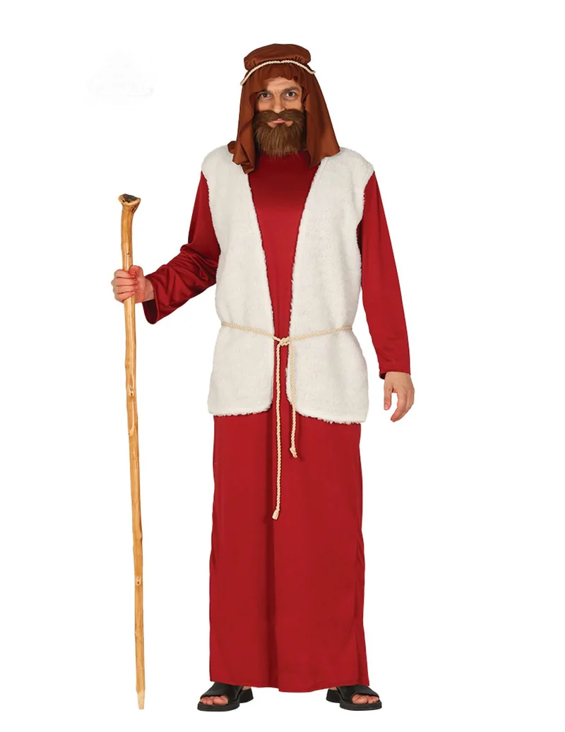 Hirtenkostüm für Herren weihnachtliche-Verkleidung rot-weiss