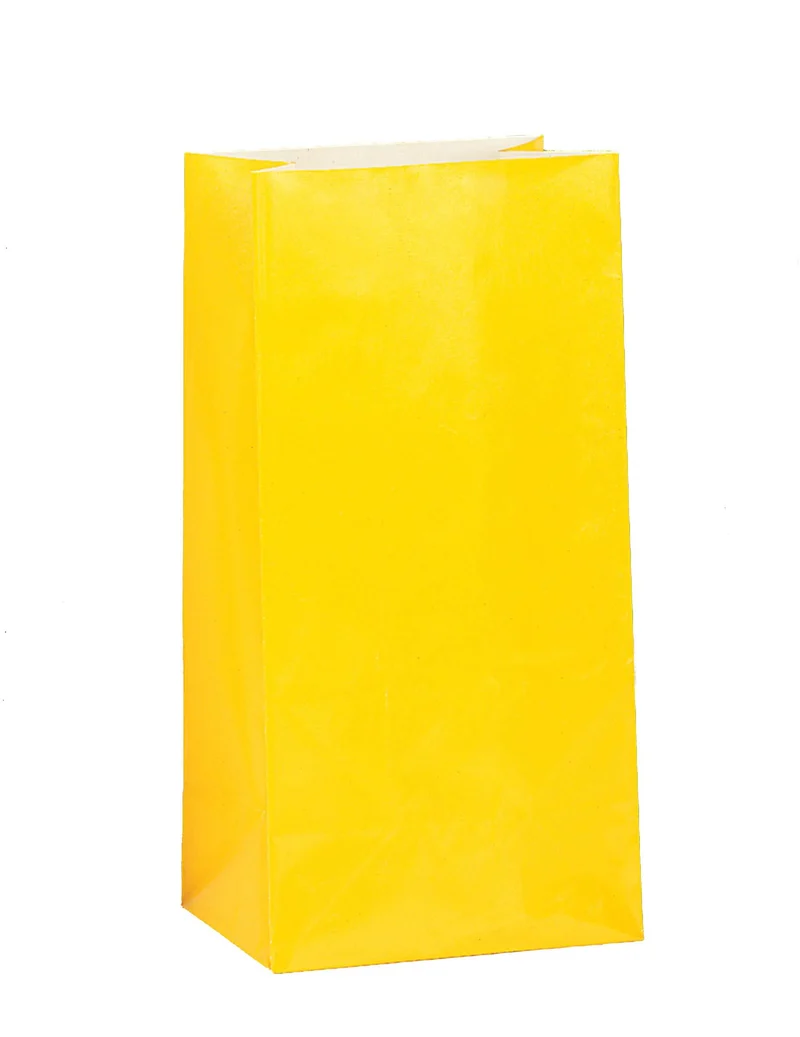 12 gelbe Papiertüten für Geschenke 25 x 9 cm für Geburtstag