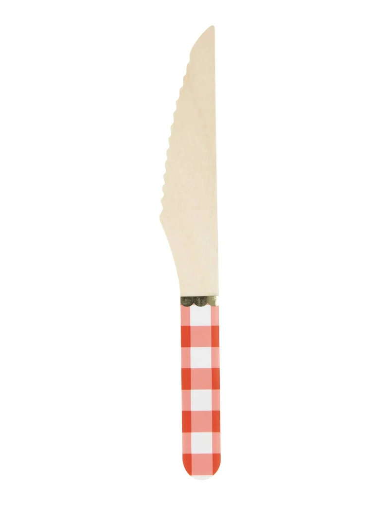 8 Holz-Vichy- und Goldmesser 16,5 cm im Guinguette-Stil