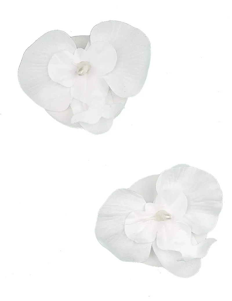 2 schwimmende weiße Orchideen 6 x 8 cm mit zentraler Perle