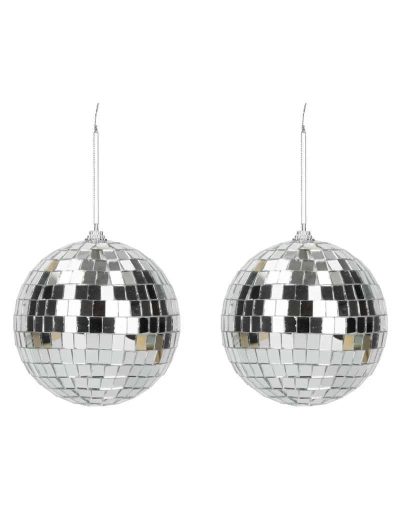 2 silberne Discokugeln 10 cm