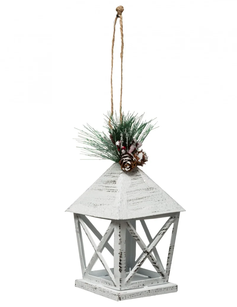 Weihnachtsbaum-Laternenanhänger weiß 13,5 cm aus Metall