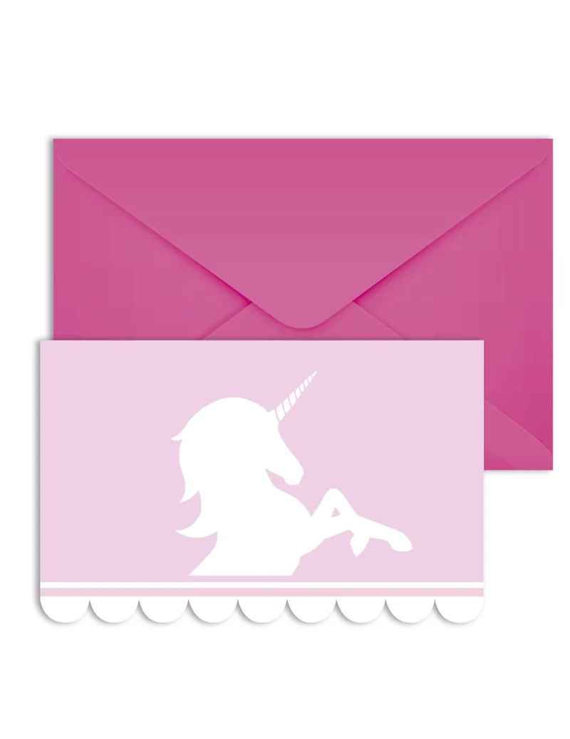 6 Einladungskarten mit Umschlägen Pastell Einhorn 14 x 9 cm für Geburtstag
