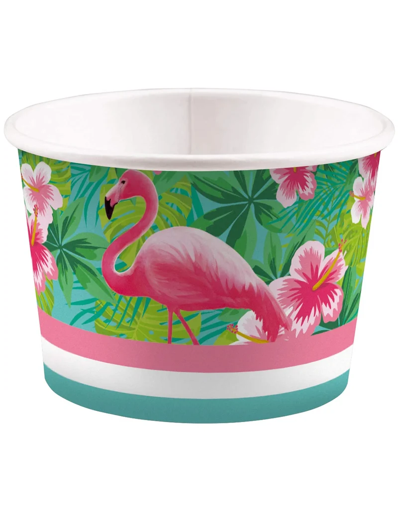 8 Flamingo Paradies Eisbecher 270 ml aus Pappe