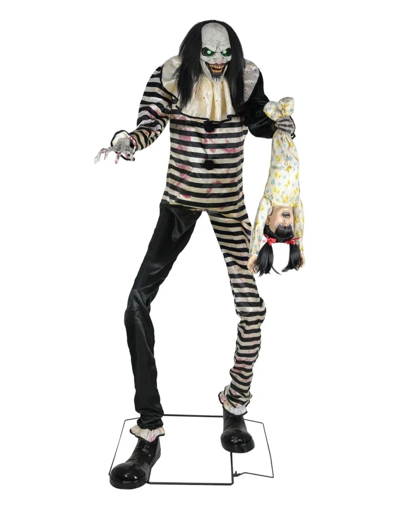 Riesiger Horrorclown mit Kind Animatronic
