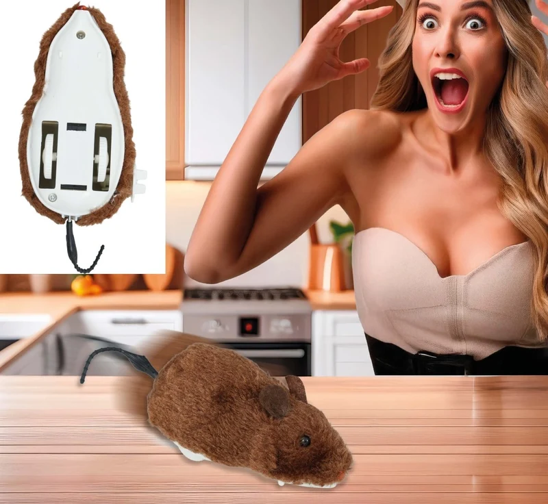 Braune Fake-Maus zum Aufziehen 16cm