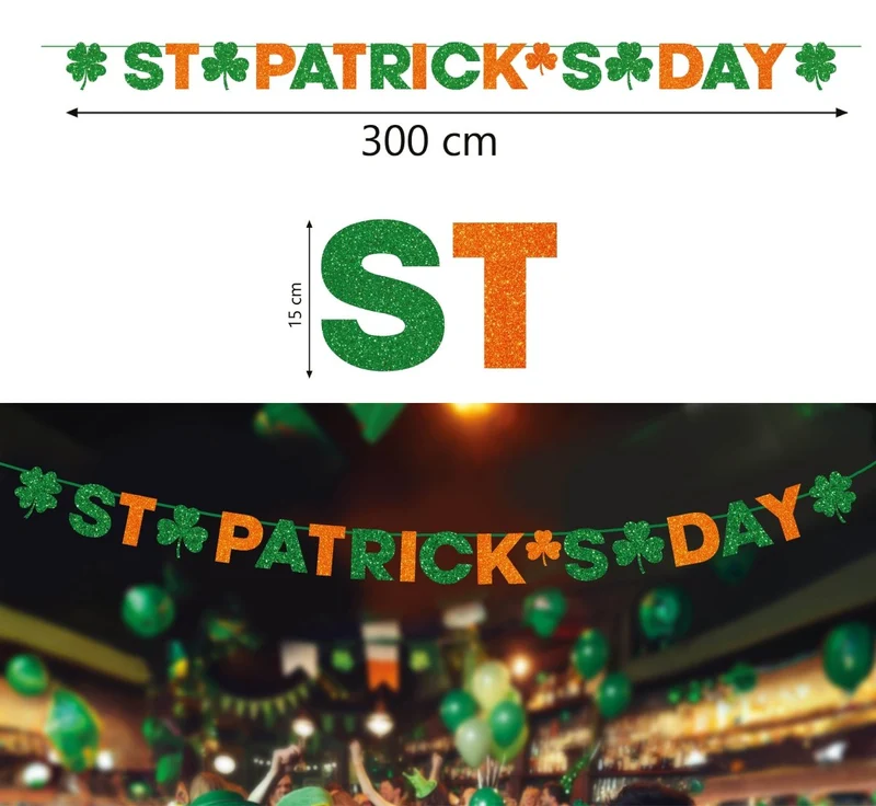 St. Patrick's Day Girlande Grün Orange 3m