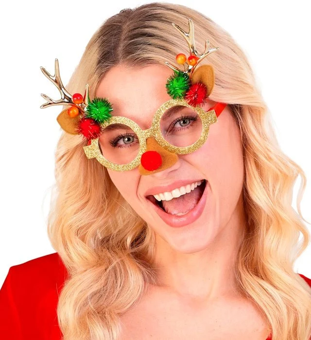 Rentier Brille Buntes Glitzer