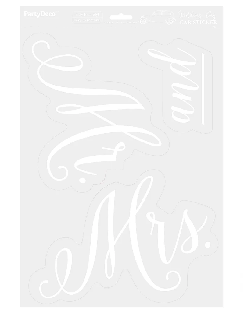 Autoaufkleber Mr & Mrs Weiß, 3er-Set