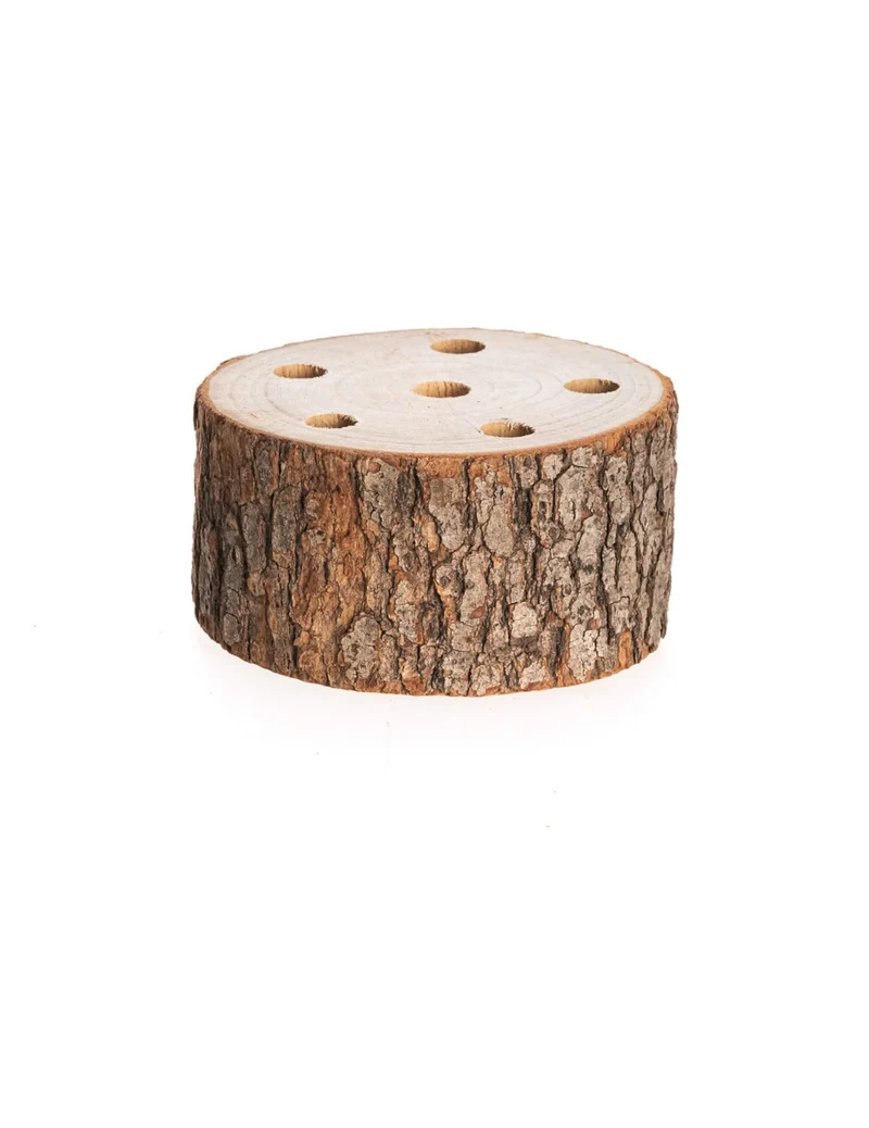 Holzscheibenständer für Trockenblumen 10 x 4 cm mit 6 Löchern