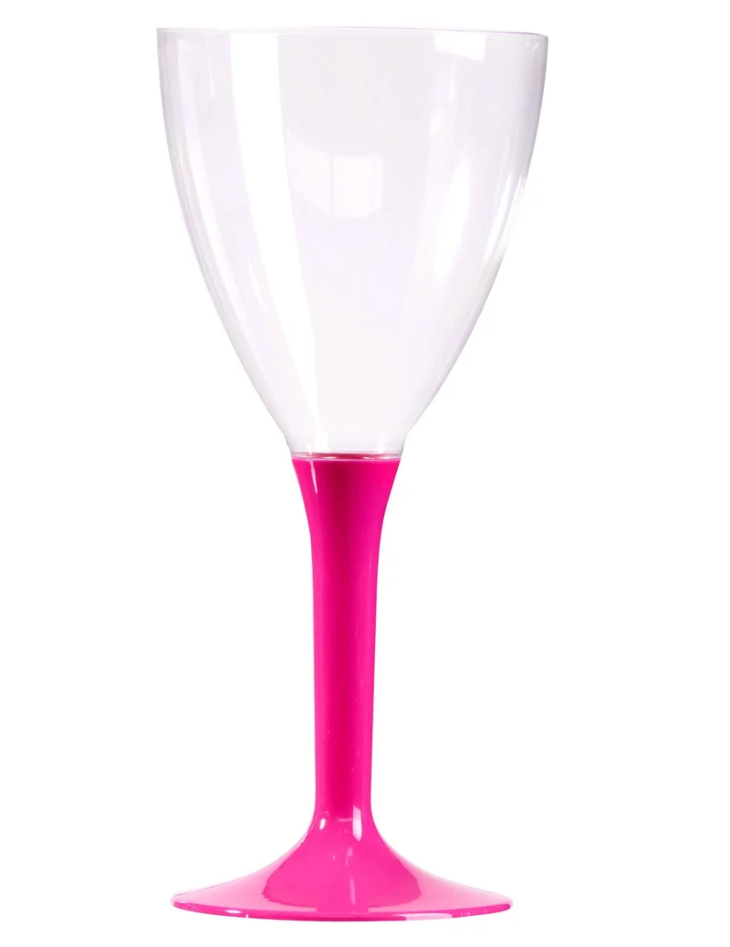 10 schicke Weingläser mit fuchsiafarbenem Stiel 160 ml