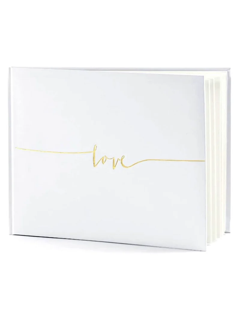 Weißes Gästebuch "Love" 24 x 18 cm mit goldenen Buchstaben