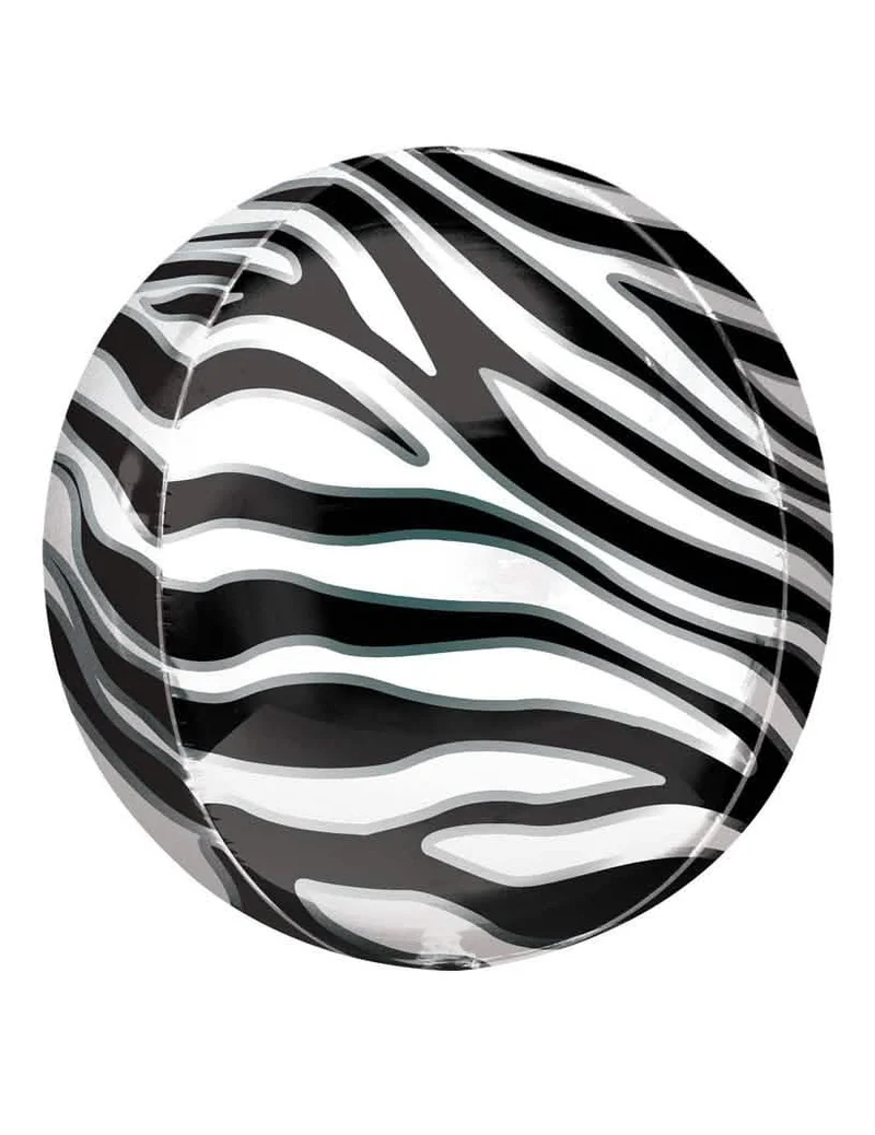 Zebra bedruckter Ballon 38 cm aus Aluminium