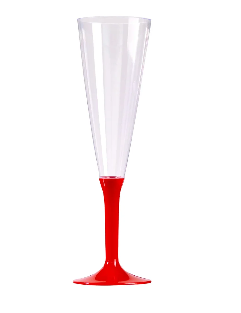 10 rote Champagnerflöten 150 ml aus Plastik