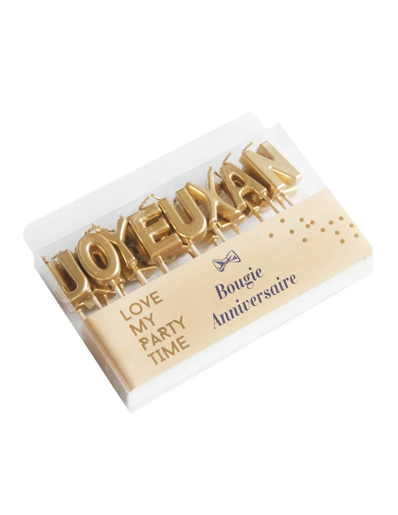 Gold Metallic Happy Birthday Kerzen 2,5 cm, 18 Stück