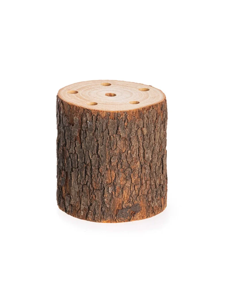 Holzscheibenhalter für Trockenblumen 10 x 10 cm mit 6 Löchern