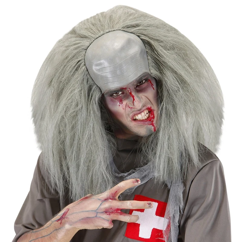 Halloween Perücke Grau Zombie Glatze
