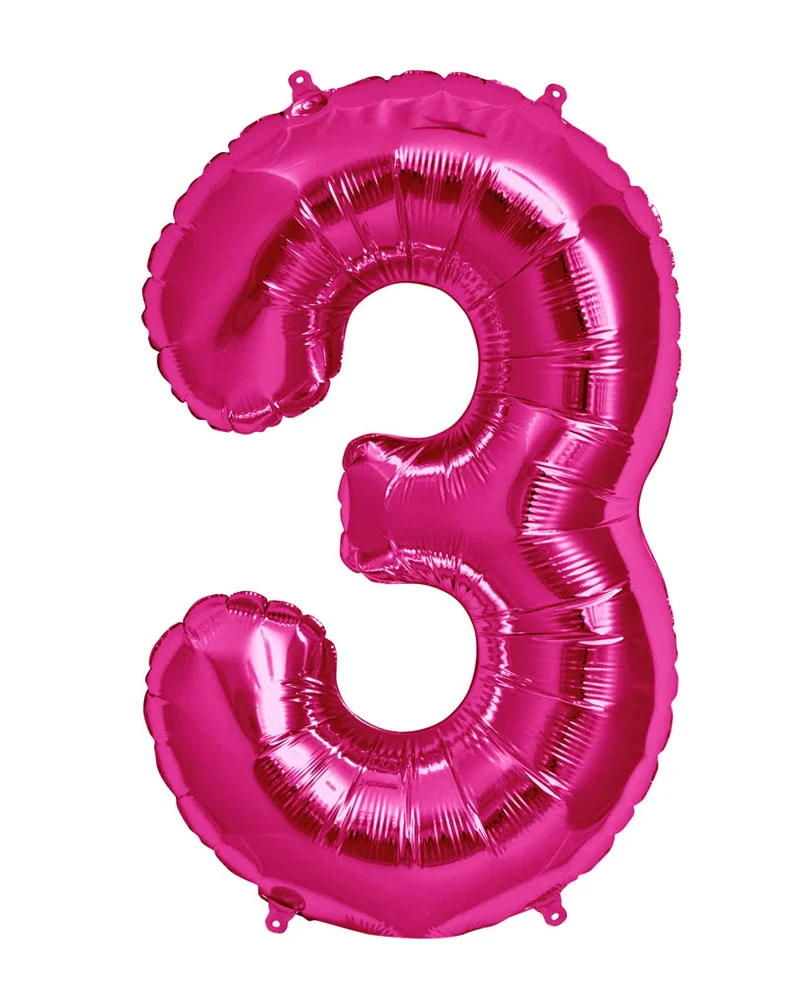 Folienballon Zahl 3 Pink