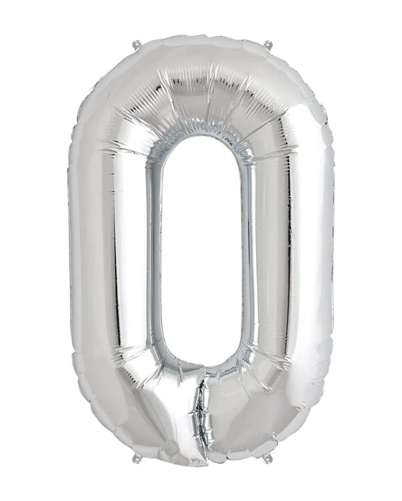 Folienballon Zahl 0 Silber