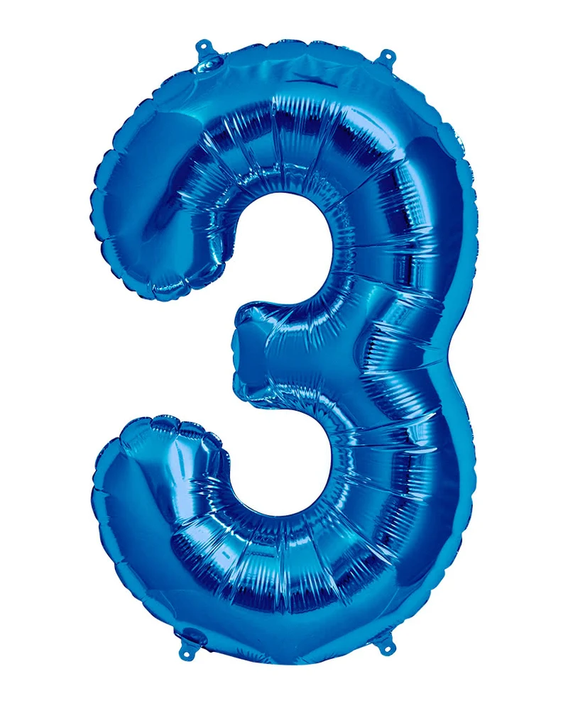 Folienballon Zahl 3 Blau