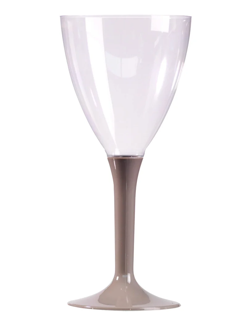 10 Weingläser mit grauem Stiel 160 ml aus Kunststoff