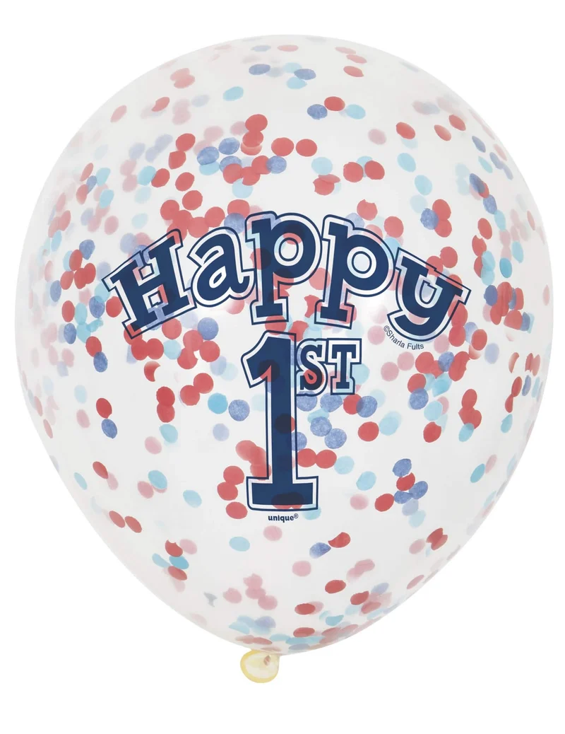 6 Latexballons mit Konfetti zum 1. Geburtstag Kleiner Matrose 30 cm biologisch abbaubar