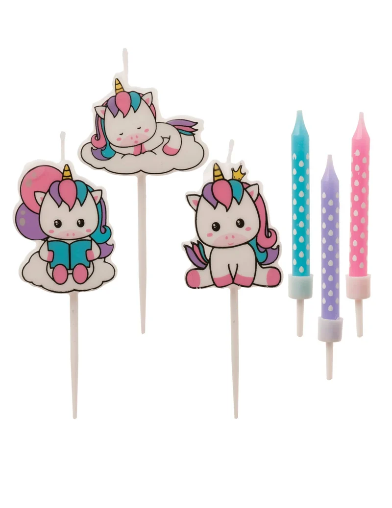 15 pastellfarbene Einhorn-Geburtstagskerzen für Kuchen