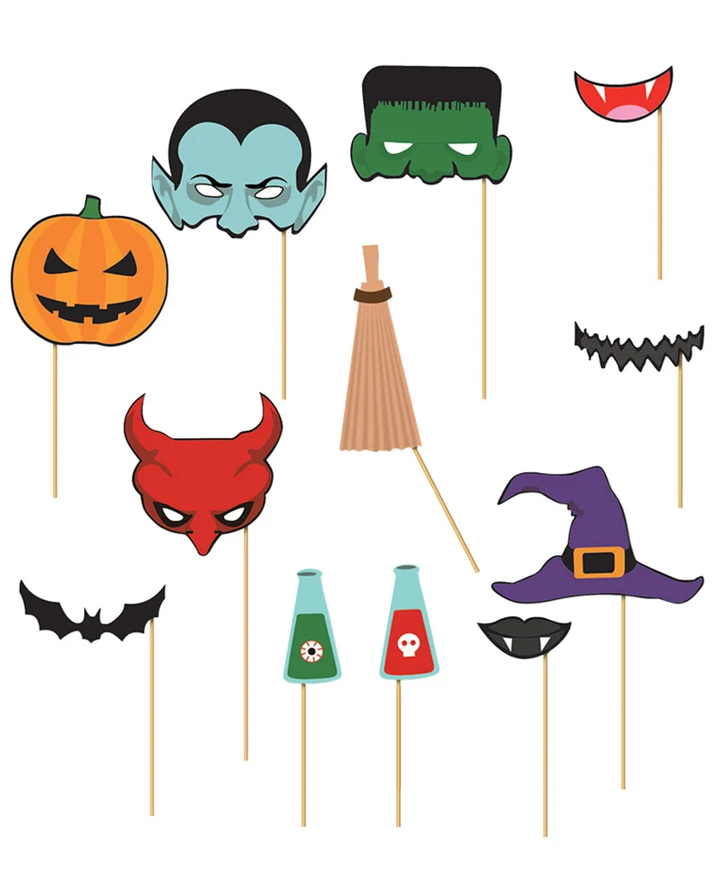 Halloween Fotobox Accessoires 12 Stück