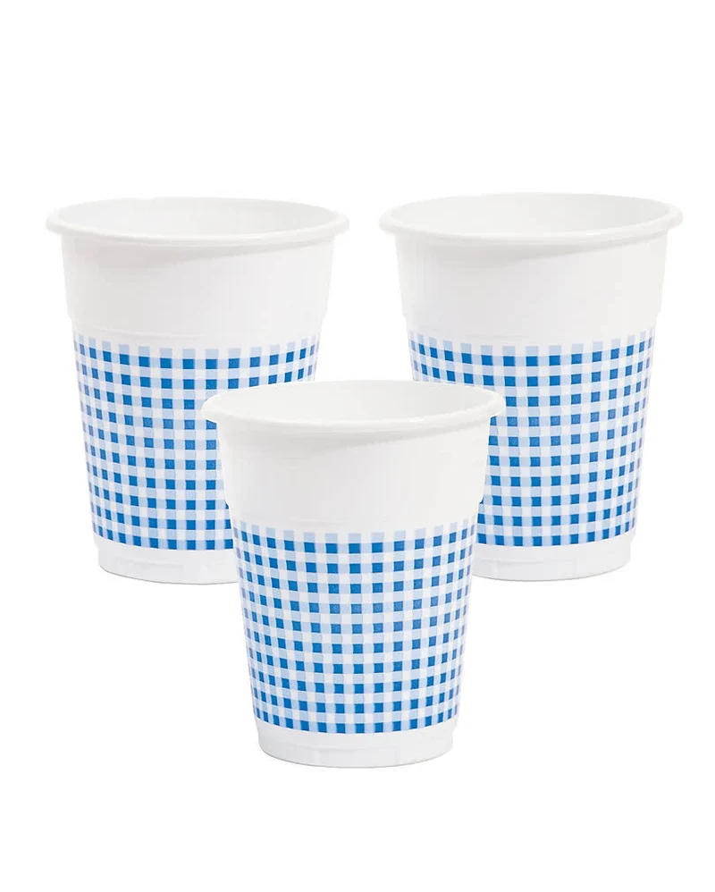 25 Weiß/Blaue Trinkbecher 350ml