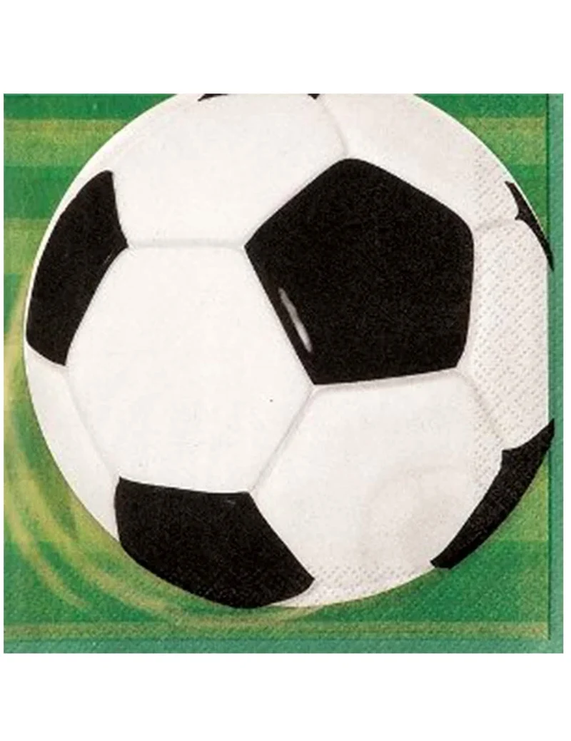 16 Papier-Fußballservietten 33 x 33 cm 3D-Ballon