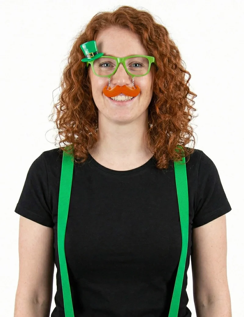 Lustige St. Patrick's Day Brille mit Schnurrbart für Erwachsene