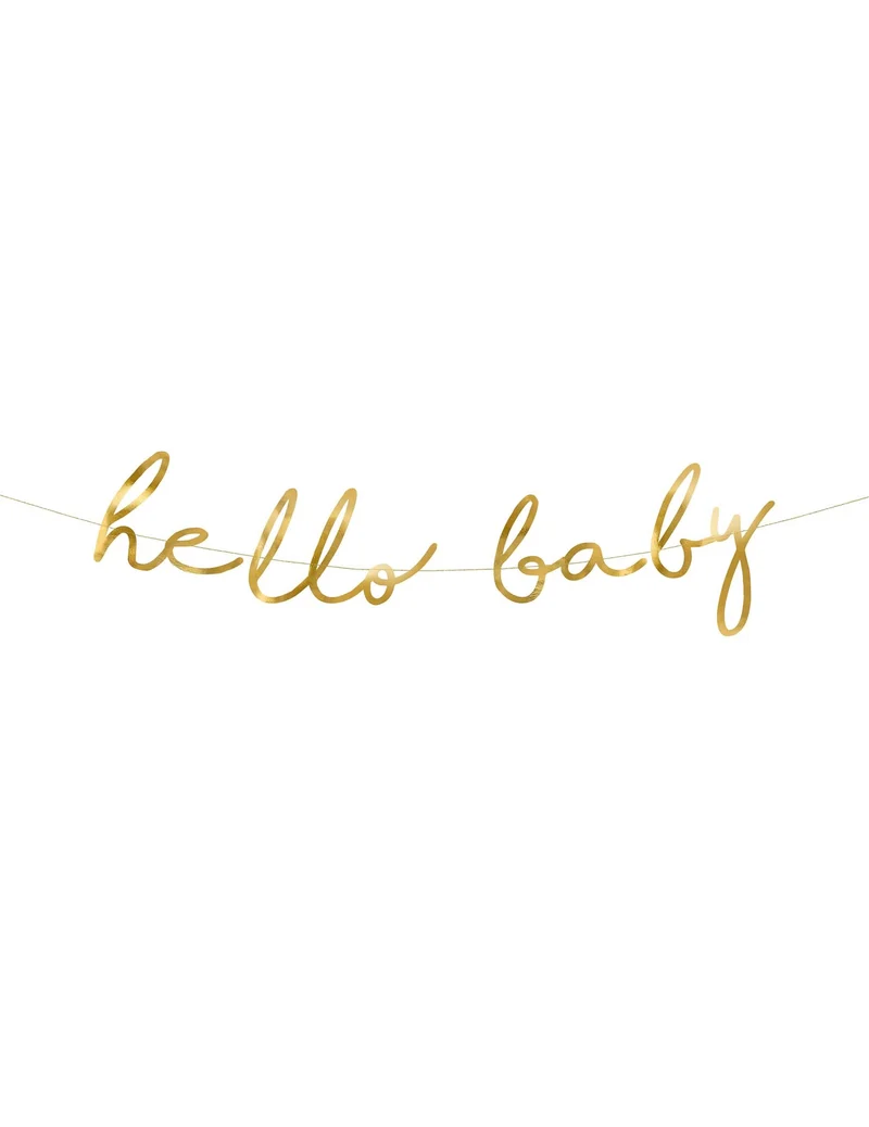 Girlande aus Karton "Hello Baby", gold-metallic, 18 x 70 cm für Baby Shower