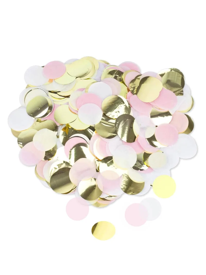 Rosa, weiße und goldene Papierkonfetti 3 cm für Tischdekoration